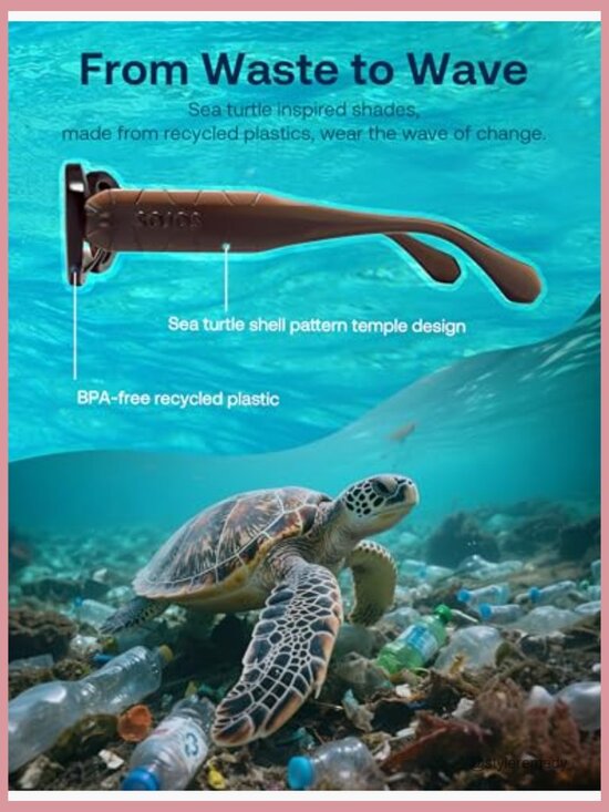 Retro Oval Polarized Sunglasses Recycled Plastic Frame Eco-Friendly main image 7